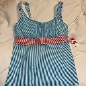Lands’ End Swim Top Paradise Aqua Gingham